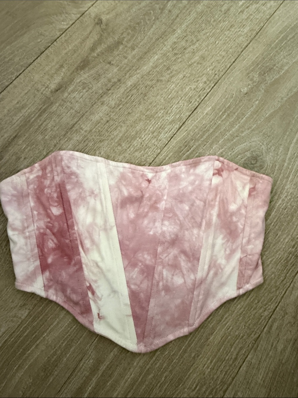 Cotton Candy LA Boned Strapless Corset Tube Cloud Print Pink White Small